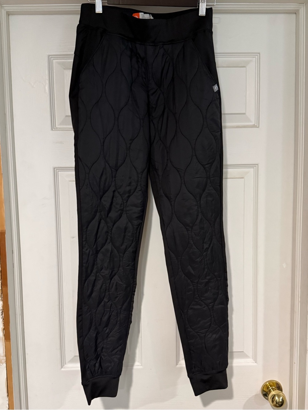 Quilted Black Jogger Pants - Lightweight Insulated Track Pants